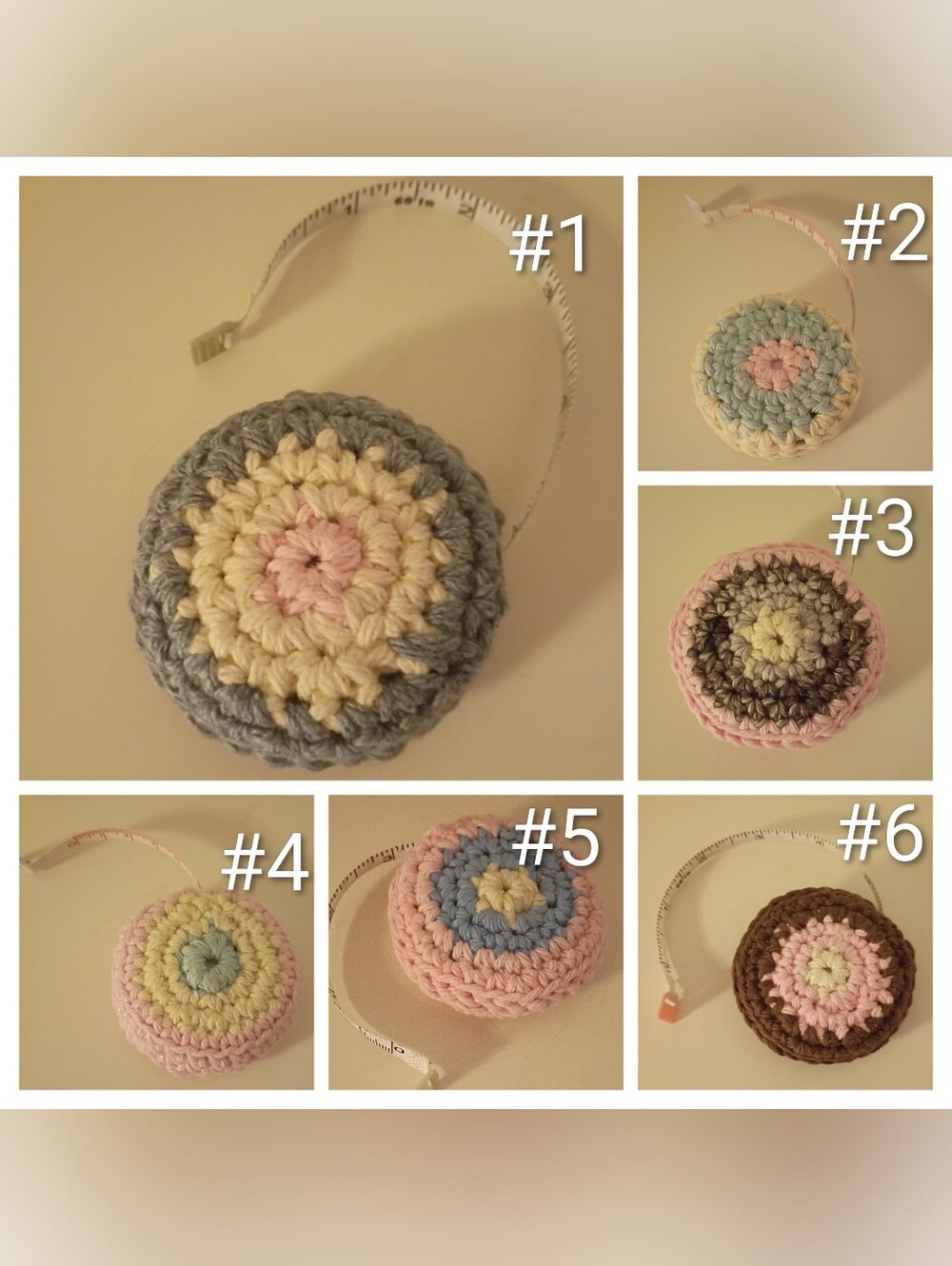 Handmade Crochet Tape Measure Cover - Pastel Multicolor